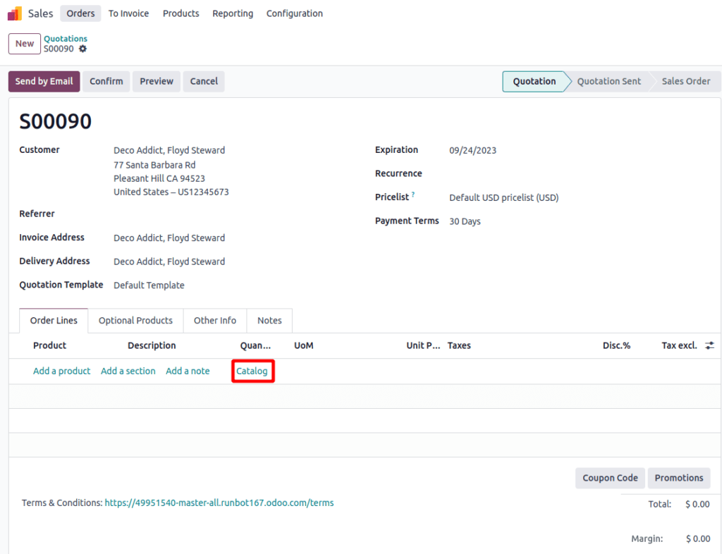 Product Add from catalog - odoo 17 expected features